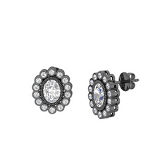 Rayiha Küpe - Beyaz zirkon ve swarovski 925 ayar siyah rodyum kaplama gümüş küpe #16e4itw