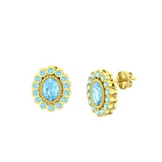 Rayiha Küpe - Akuamarin 14 ayar altın küpe #16vj3hr