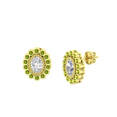 Swarovski ve peridot 14 ayar altın küpe