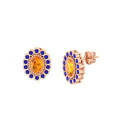 Sitrin ve lab safir 18 ayar rose altın küpe