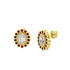 Rayiha Küpe - Swarovski ve kök yakut 8 ayar altın küpe #1d1fju6