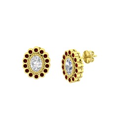 Rayiha Küpe - Beyaz zirkon ve garnet 8 ayar altın küpe #1i881gu
