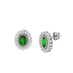Rayiha Küpe - Yeşil kuvars ve pırlanta 925 ayar gümüş küpe (0.308 karat) #1iw17h7