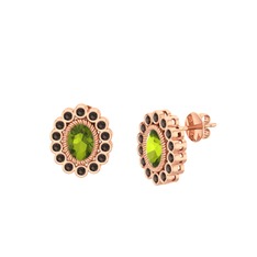 Rayiha Küpe - Peridot ve dumanlı kuvars 8 ayar rose altın küpe #1p593rf