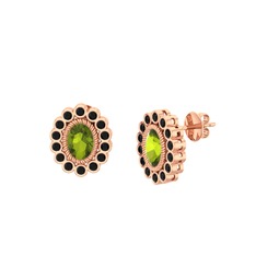 Rayiha Küpe - Peridot ve siyah zirkon 14 ayar rose altın küpe #1pc894b