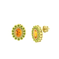 Rayiha Küpe - Sitrin ve peridot 8 ayar altın küpe #1qkvoql