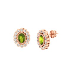 Rayiha Küpe - Peridot ve swarovski 14 ayar rose altın küpe #1qy0z0h