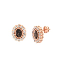 Rayiha Küpe - Dumanlı kuvars ve swarovski 14 ayar rose altın küpe #1rqny20