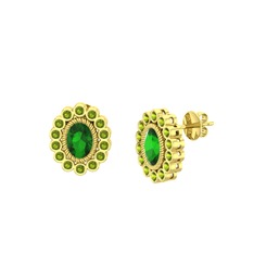Yeşil kuvars ve peridot 8 ayar altın küpe