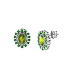 Rayiha Küpe - Peridot ve yeşil kuvars 925 ayar gümüş küpe #1s8msm9