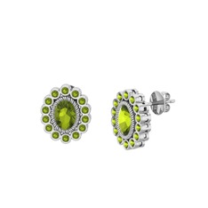 Peridot 14 ayar beyaz altın küpe