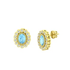 Rayiha Küpe - Akuamarin ve swarovski 18 ayar altın küpe #1vpg5p0