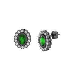 Rayiha Küpe - Yeşil kuvars ve swarovski 925 ayar siyah rodyum kaplama gümüş küpe #1x3v1hz