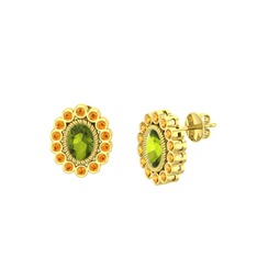 Peridot ve sitrin 14 ayar altın küpe