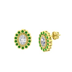 Rayiha Küpe - Swarovski ve yeşil kuvars 14 ayar altın küpe #1ys76o0