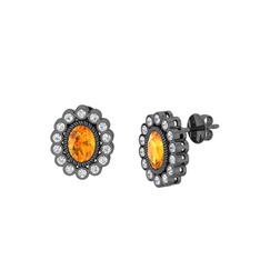 Rayiha Küpe - Sitrin ve swarovski 925 ayar siyah rodyum kaplama gümüş küpe #1yyvns3