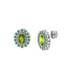 Peridot ve kök zümrüt 925 ayar gümüş küpe