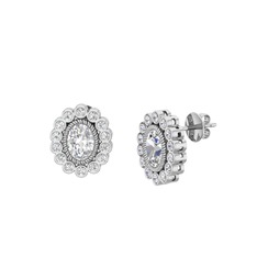 Swarovski 18 ayar beyaz altın küpe