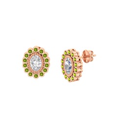 Rayiha Küpe - Swarovski ve peridot 8 ayar rose altın küpe #2u3li7