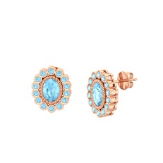 Akuamarin 925 ayar rose altın kaplama gümüş küpe