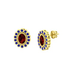 Rayiha Küpe - Garnet ve lab safir 18 ayar altın küpe #92z9yf