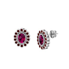 Rayiha Küpe - Rodolit garnet ve garnet 18 ayar beyaz altın küpe #9moo9y