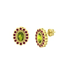 Rayiha Küpe - Peridot ve rodolit garnet 18 ayar altın küpe #a53wbl
