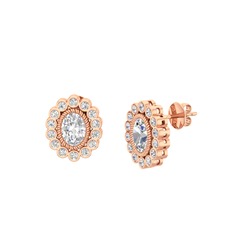 Rayiha Küpe - Swarovski ve pırlanta 8 ayar rose altın küpe (0.308 karat) #da1nh0