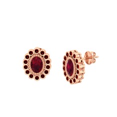 Rayiha Küpe - Kök yakut ve garnet 18 ayar rose altın küpe #dfagww