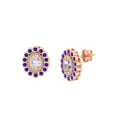 Rayiha Küpe - Swarovski ve lab safir 14 ayar rose altın küpe #ems2ol