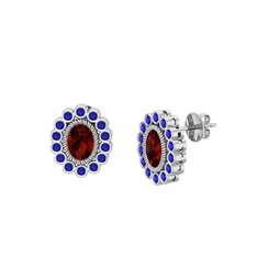 Rayiha Küpe - Garnet ve lab safir 14 ayar beyaz altın küpe #fe8oyc