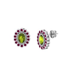 Rayiha Küpe - Peridot ve rodolit garnet 925 ayar gümüş küpe #h36gww
