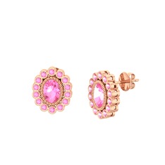 Rayiha Küpe - Pembe kuvars 14 ayar rose altın küpe #l286a5