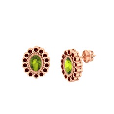 Peridot ve garnet 18 ayar rose altın küpe