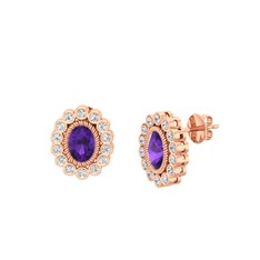 Rayiha Küpe - Ametist ve swarovski 925 ayar rose altın kaplama gümüş küpe #qfpgk