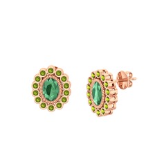 Rayiha Küpe - Kök zümrüt ve peridot 8 ayar rose altın küpe #ti3s01