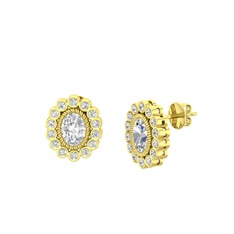 Beyaz zirkon ve swarovski 925 ayar altın kaplama gümüş küpe