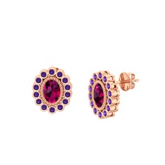 Rayiha Küpe - Rodolit garnet ve ametist 14 ayar rose altın küpe #wj76le