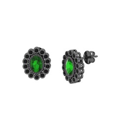 Rayiha Küpe - Yeşil kuvars ve siyah zirkon 925 ayar siyah rodyum kaplama gümüş küpe #zaycac