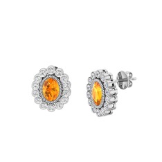 Rayiha Küpe - Sitrin ve swarovski 14 ayar beyaz altın küpe #zx7sf2
