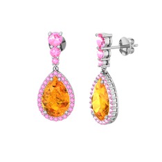 Nil Damlası Küpe - Sitrin ve pembe kuvars 925 ayar gümüş küpe #10zwj4t