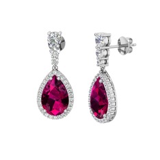 Nil Damlası Küpe - Rodolit garnet ve swarovski 14 ayar beyaz altın küpe #11w1d0t
