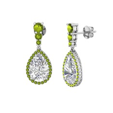 Swarovski ve peridot 14 ayar beyaz altın küpe