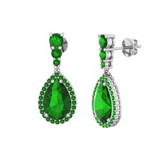 Nil Damlası Küpe - Yeşil kuvars 8 ayar beyaz altın küpe #12x4kbx