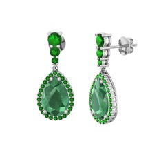 Kök zümrüt ve yeşil kuvars 925 ayar gümüş küpe