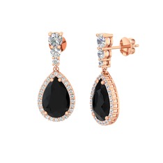 Nil Damlası Küpe - Siyah zirkon ve swarovski 14 ayar rose altın küpe #1445oq2