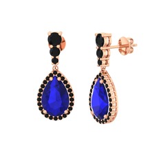 Nil Damlası Küpe - Lab safir ve siyah zirkon 8 ayar rose altın küpe #15k6tzc