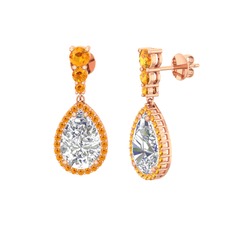 Swarovski ve sitrin 925 ayar rose altın kaplama gümüş küpe