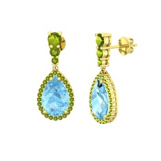 Akuamarin ve peridot 18 ayar altın küpe