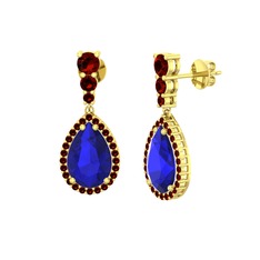 Nil Damlası Küpe - Lab safir ve garnet 8 ayar altın küpe #1ankkck